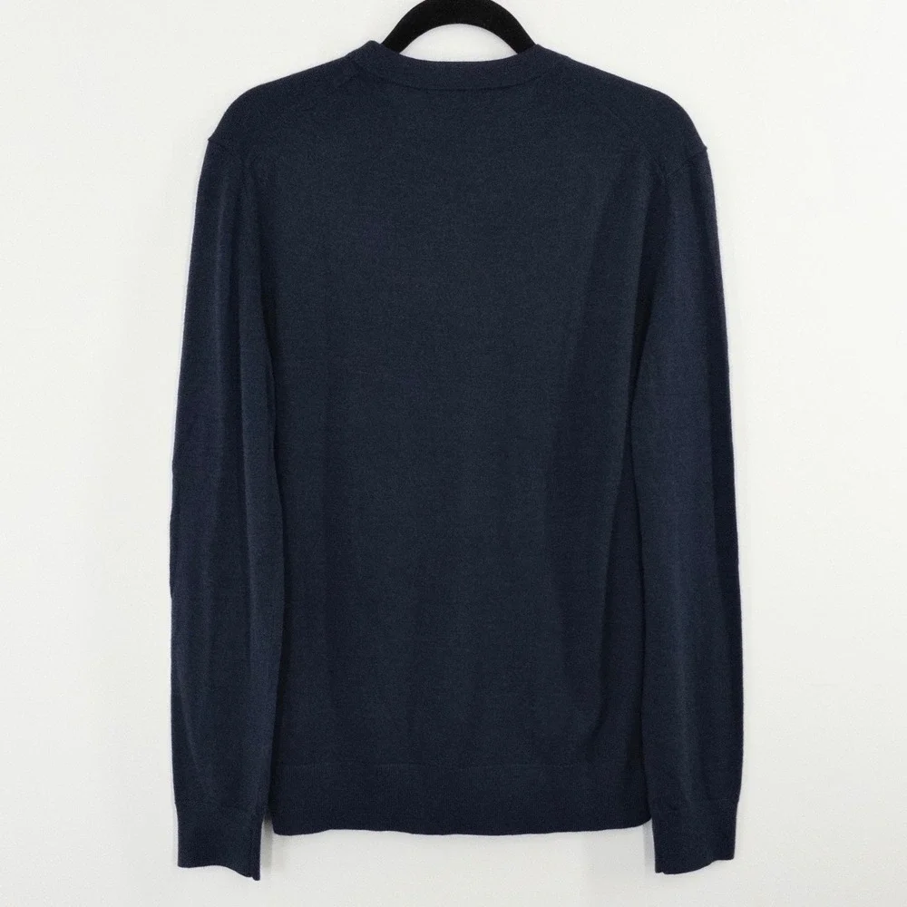 Banana Republic Merino Wool Sweater Men's Medium Navy Crew Neck Lightweight NWT